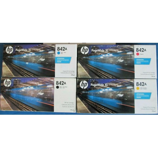 Full Set - HP 842A 775mL Ink Cartridges - Black, Cyan, Magenta, Yellow (1 each)