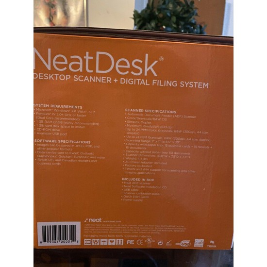 Neat Desk Pass-Through Desktop Scanner + Digital Filing System