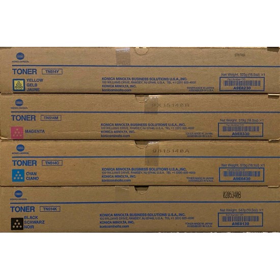 OEM Konica Minolta toner TN514 YMCK for bizhub C658/C558/C458 factory sealed set