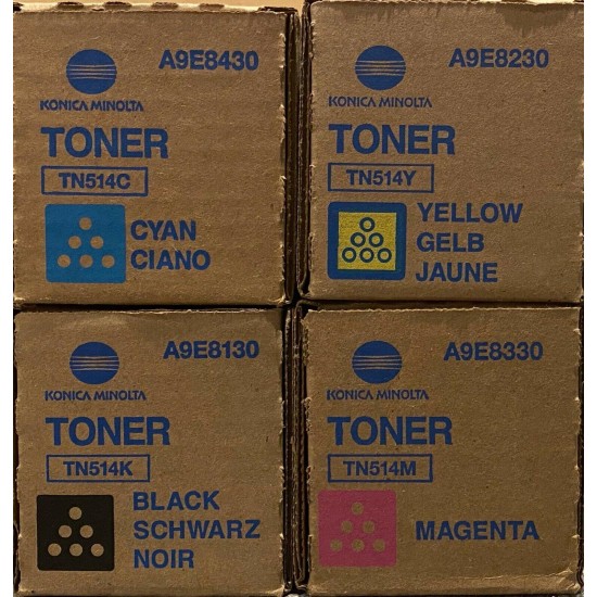 OEM Konica Minolta toner TN514 YMCK for bizhub C658/C558/C458 factory sealed set