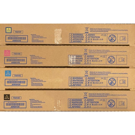 OEM Konica Minolta toner TN514 YMCK for bizhub C658/C558/C458 factory sealed set