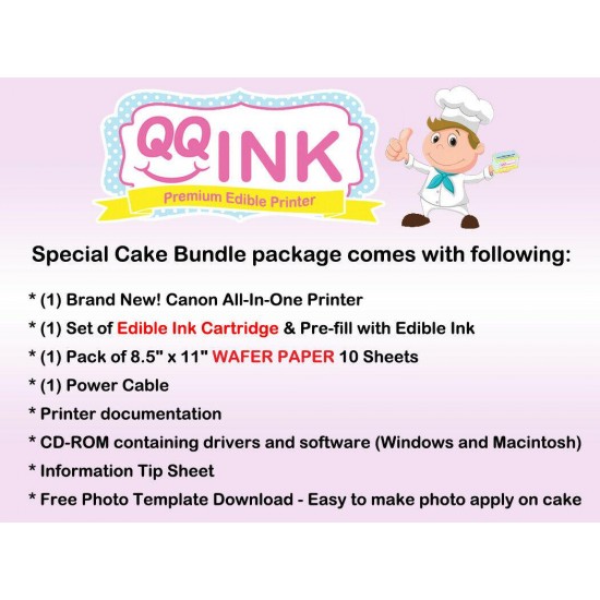 Edible Printer Bundle Canon Printer - Edible Sheet & Edible Ink Cartridges