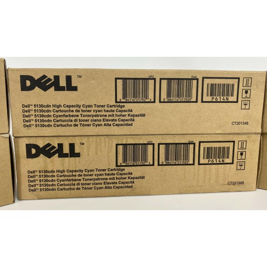 Lot of 6x Dell 5130cdn High Cap Toner Cartridges Black,Yellow, Cyan (NO MAGENTA)