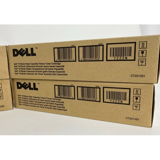 Lot of 6x Dell 5130cdn High Cap Toner Cartridges Black,Yellow, Cyan (NO MAGENTA)