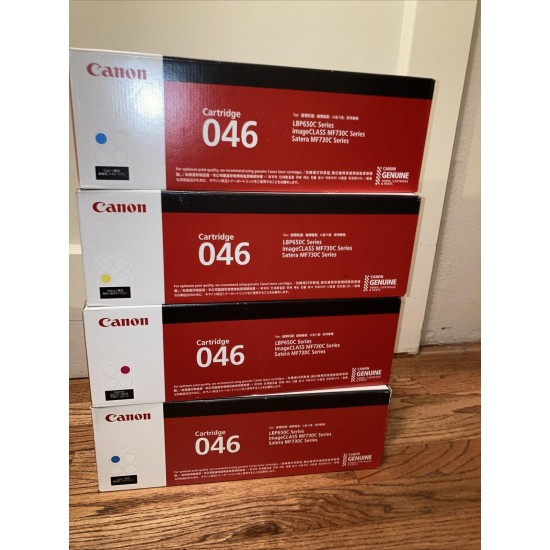 Genuine Canon 046 Toner Cartridge Set. Yellow, Magenta, Cyan (2). New & Unopened