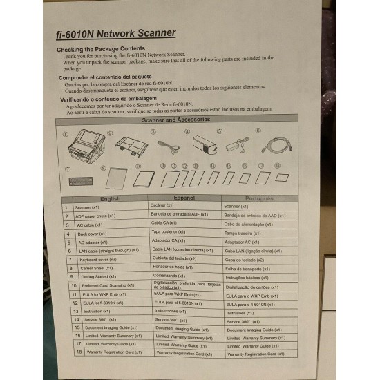 NIB Fujitsu ScanSnap fi-6010N iScanner Network Document Scanner PA03544-B205