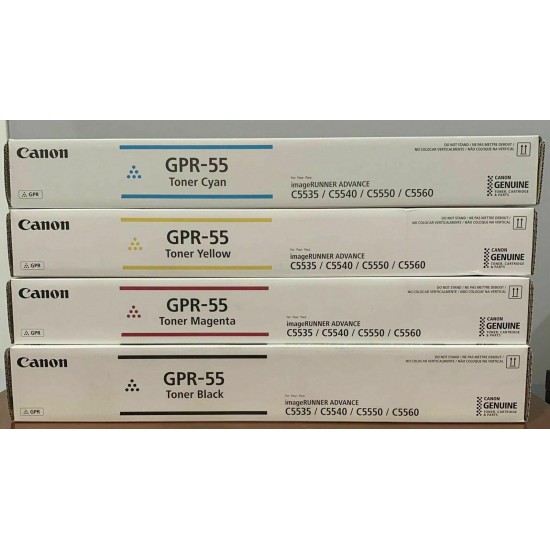 Canon GPR-55 Set of 4 Toner Cartridges Black Cyan Magenta Yellow C5535/5540/5550