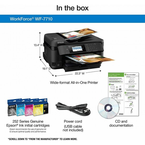 Epson WorkForce WF-7710 Wireless Wide-format Color Inkjet Multifunction Printer