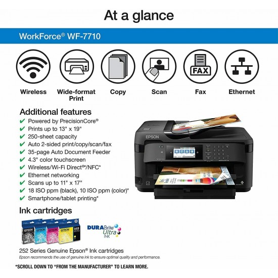 Epson WorkForce WF-7710 Wireless Wide-format Color Inkjet Multifunction Printer