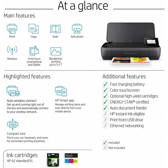 HP OfficeJet 250 Portable Printer with Wireless and Mobile Printing (CZ992A)