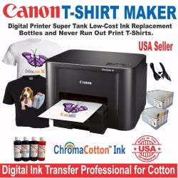 CANON PRINTER PLUS BULK HEAT TRANSFER INK COTTON T-SHIRT MAKER STARTER PACK