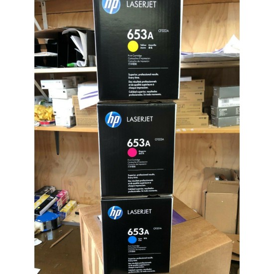 HP 653A CF321A CF322A CF323A ALL 3 COLORS BRAND NEW HP 653A SEALED AS PICTURED.