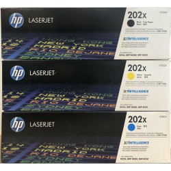 (3) HP Genuine 202X CYK Toners CF500X Sealed boxes OEM Laserjet M254 MFP M281