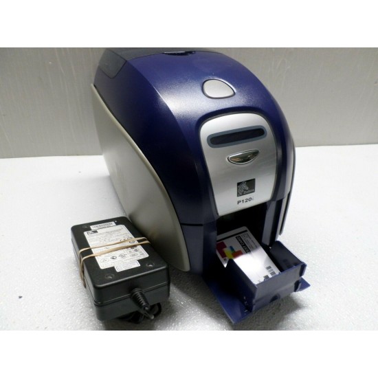 Zebra P120i Double Sided Color 300dpi ID Card Printer w/ Pwr Sup P120I-000A-IDB