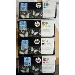 HP 831A Set Black Cyan Magenta Yellow NEW OEM - DATE: 2021 - latex 310 315 370