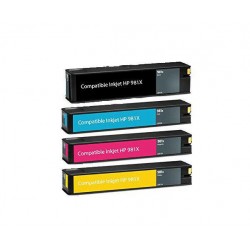 4PK HP 981X Black and Cyan Magenta Yellow Remanufactured Ink Cartridge Bundle