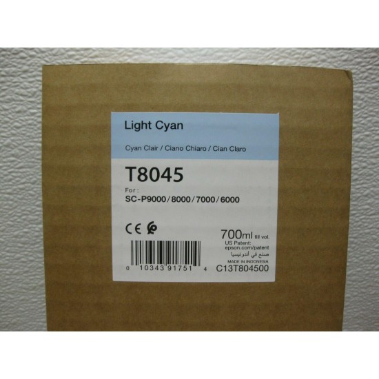 Epson Light Cyan Ink T8045 Genuine ** SHIPS OVERBOXED ** Date: July 2021