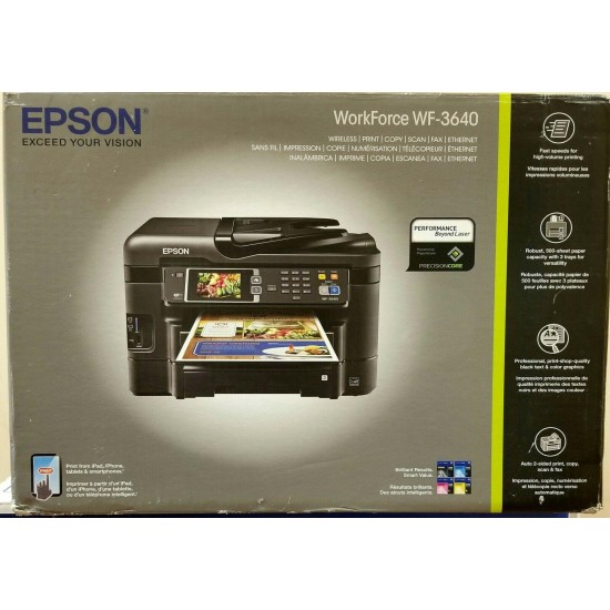 Brand New Sealed Box Epson WorkForce WF-3640 All-in-One Printer we Ship Fast!!