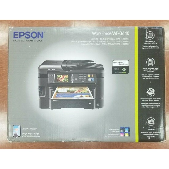 Brand New Sealed Box Epson WorkForce WF-3640 All-in-One Printer we Ship Fast!!