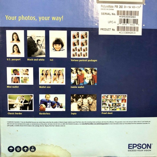 Epson PictureMate Personal Photo Lab DASH PM 260 Printer Portable C11C694201 NEW