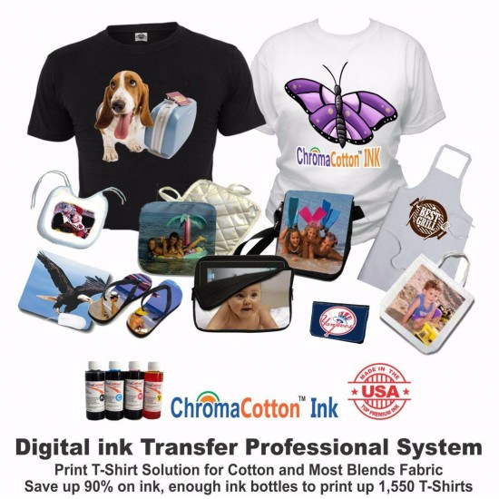 CANON PRINTER + BULK HEAT TRANSFER INK COTTON T-SHIRT MAKER MORE STARTER  .