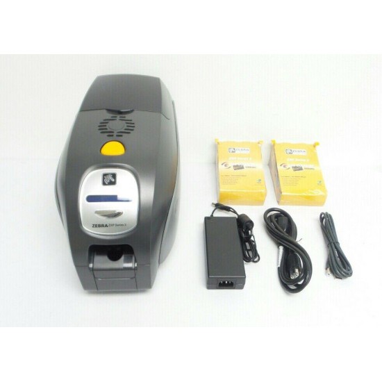 Zebra ZXP Series 3 ID Card Printer Bundle w/ Ink Cartridge, Power Supply, USB