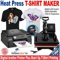 BROTHER PRINTER + HEAT PRESS T-SHIRT MAKER MACHINE COMPLETE STARTER PACK KIT