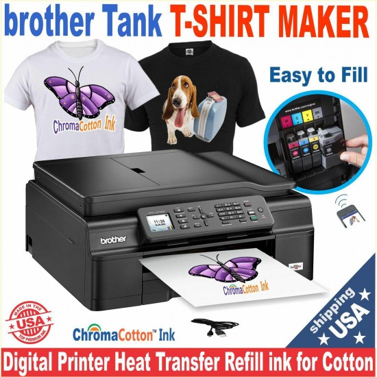 BROTHER PRINTER + HEAT PRESS T-SHIRT MAKER MACHINE COMPLETE STARTER PACK KIT