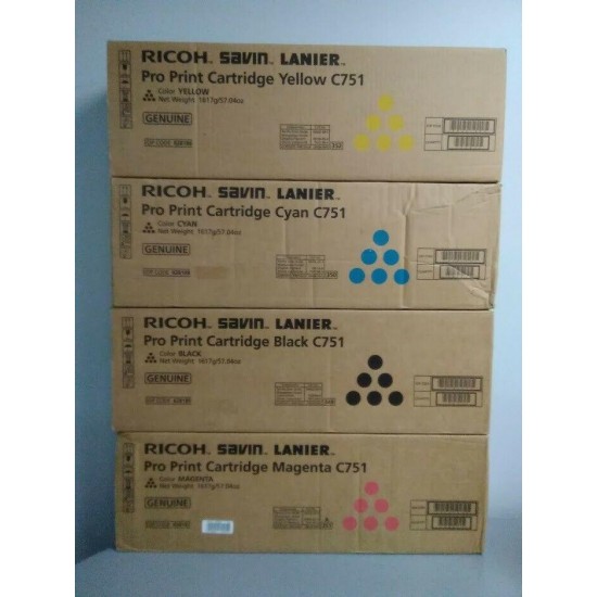 Ricoh Pro C751 toner cartridge set  828185, 828186,828187,828188 Y,M,C.K