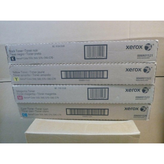 GENUINE XEROX TONER COLOR 550 560 570 C60 C70 COMPLETE SET CMYK NEW SEALED