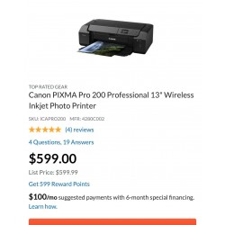 Canon pixma pro 200 black wireless