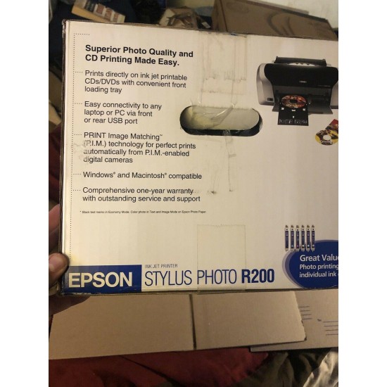 Epson Stylus Photo R200 Digital Photo Inkjet Printer CD DVD Printing NEW SEALED