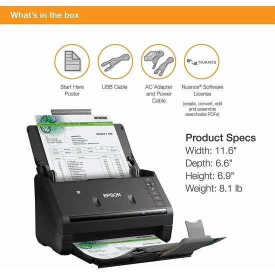 New Epson WorkForce ES-500WR Wireless Color Receipt Document Scanner w/ Warranty