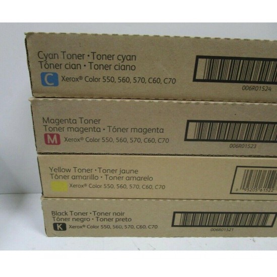 GENUINE XEROX TONER COLOR 550 560 570 COMPLETE SET CMYK NEW SEALED