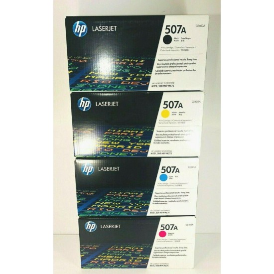 GENUINE HP 507A Toner Cartridges CE400A, CE401A, CE402A, CE403A SET NEW SEALED