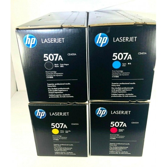 GENUINE HP 507A Toner Cartridges CE400A, CE401A, CE402A, CE403A SET NEW SEALED