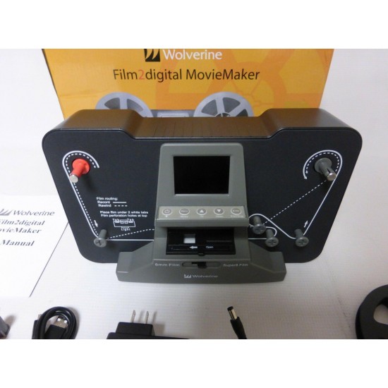 Wolverine 8mm and Super8 Reels Movie Digitizer with 2.4 LCD, Black