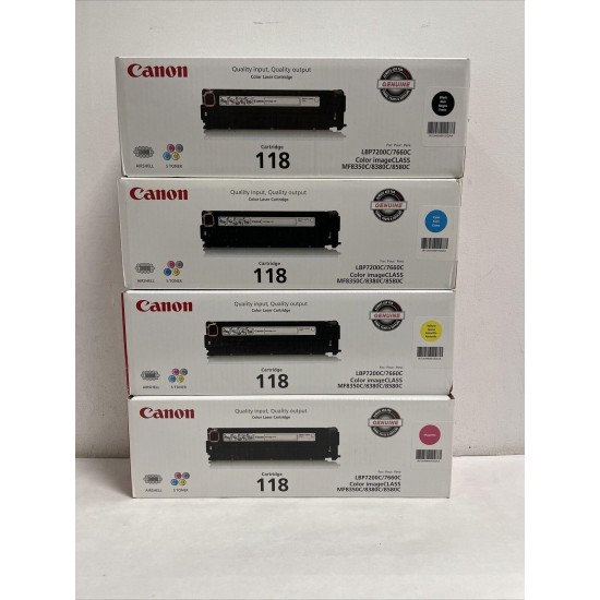 GENUINE CANON 118 TONER SET NEW FACTORY SEALED SEE PHOTOS SHIPS FREE!