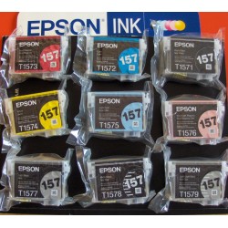 2017-2018 GENUINE epson 157 T157 ink cartridges R3000 Full Set T1571-T1579