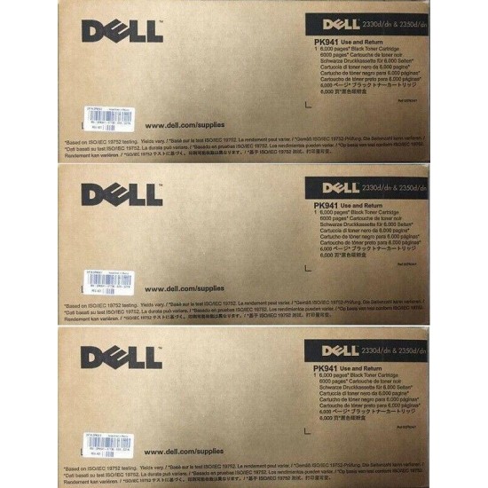 3 New Genuine Factory Sealed Dell PK941 High Cap Toners 2330d/dn 2350d/dn