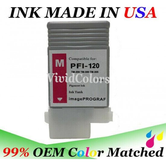 6 Pack PFI-120 Compatible Ink Cartridge tank Fit Canon iPF TM-200 TM-300 TM-305