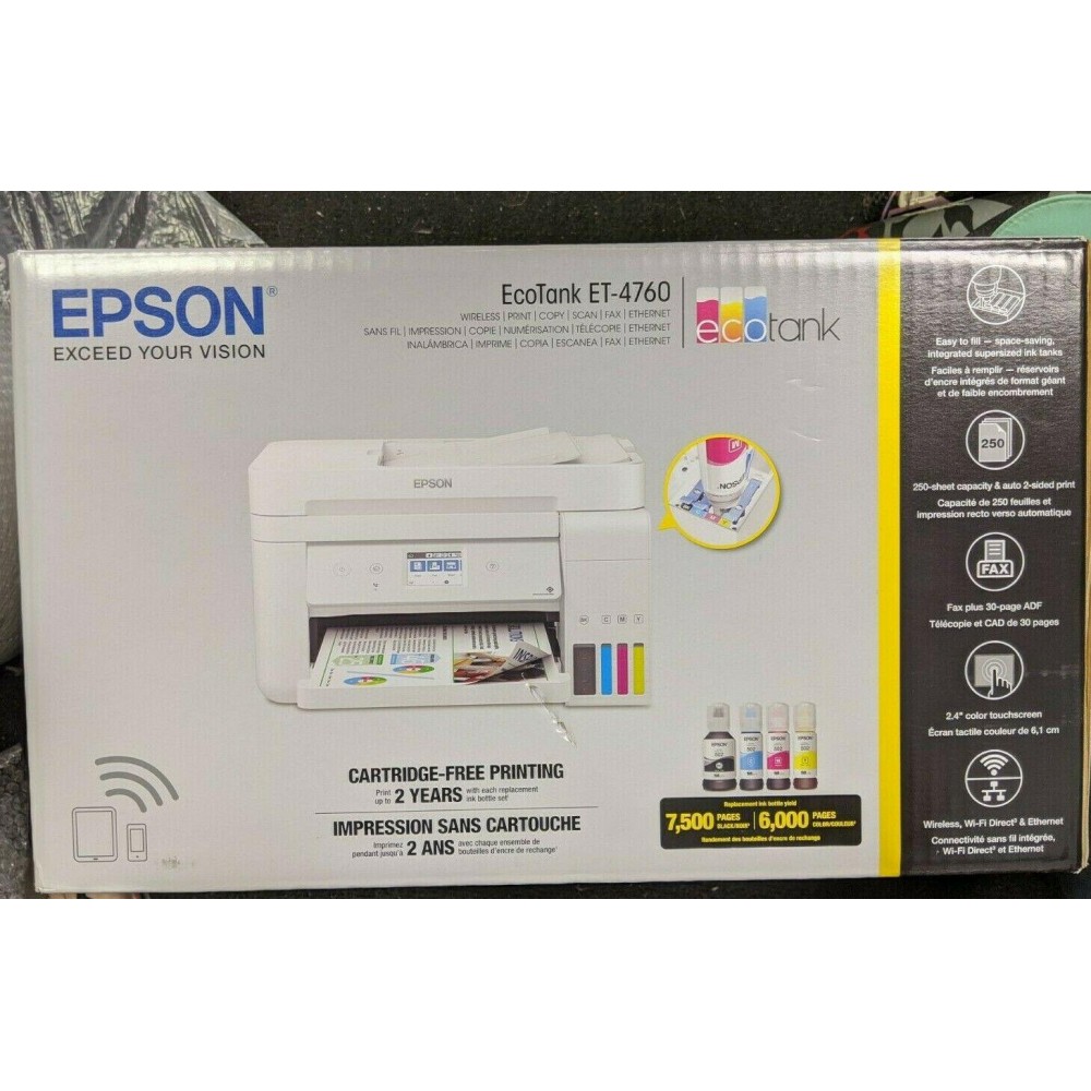 Epson EcoTank ET-4760 Wireless Color All-in-One Supertank ...