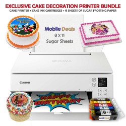 Canon Birthday Cake Image Printer (White) & Cake Ink Cartridges + Sugar Sheets