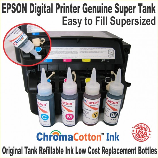 EPSON PRINTER SUPER TANK T-SHIRT MAKER COTTON INK + HEAT TRANSFER START Bundle