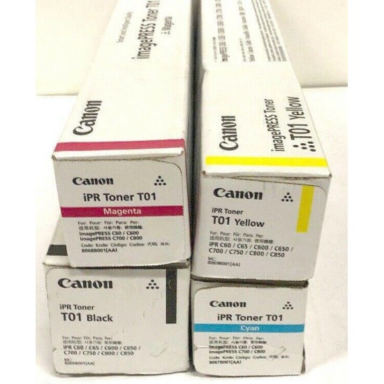 T01 CMYK Toner Set for IPR C60 C600 C700 C800-FREE SHIPPING-Genuine Canon Sealed