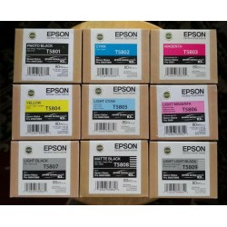 9 Genuine Epson 80ml ink 5801 5802 5803 5804 5805 5806 5807 5808 5809 for 3800