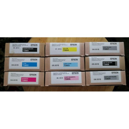 9 Genuine Epson 80ml ink 5801 5802 5803 5804 5805 5806 5807 5808 5809 for 3800