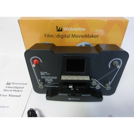 Wolverine 8mm and Super8 Reels Movie Digitizer with 2.4 LCD, Black - C