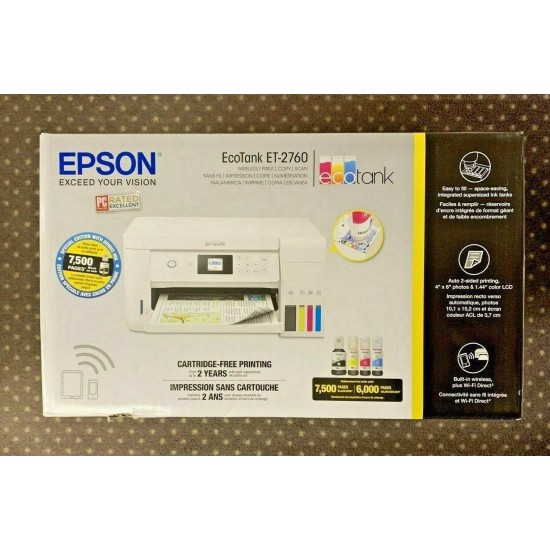 Epson EcoTank ET-2760 Inkjet All-In-One Printer (New In The Box) Free Shipping