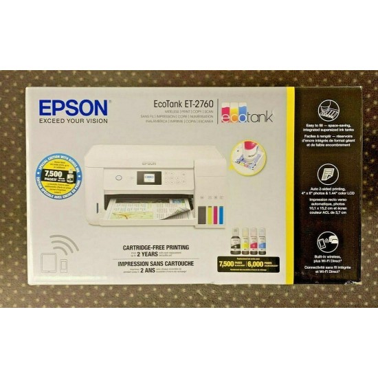 Epson EcoTank ET-2760 Inkjet All-In-One Printer (New In The Box) Free Shipping